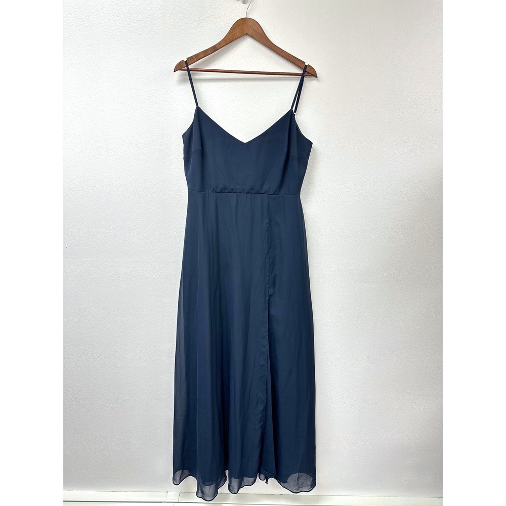 Birdy Grey Devin Side Slit Navy Chiffon‎ A-Line Dress XL